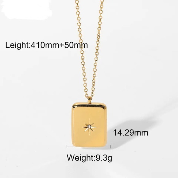 CANDY Square Pave Starburst Pendant Zirconia Necklace - Picture 6 of 10